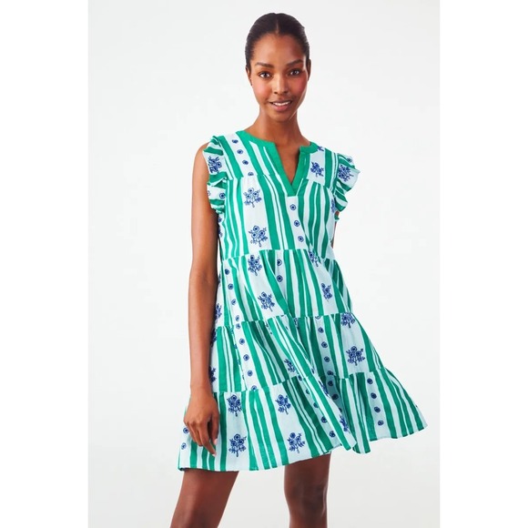 Roller Rabbit Rosebud Stripe Pippa Dress Dress - M EUC - Picture 1 of 13